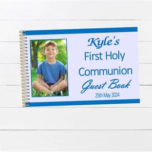 Blue Photo Wire Bound Guest Book