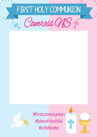 Blue & Pink Communion Chalice Selfie Frame