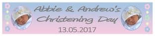 Blue Pink Photo Christening Banner