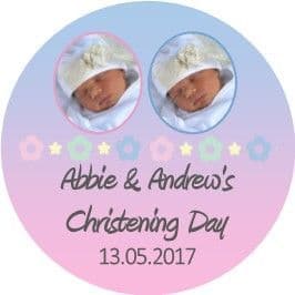 Blue Pink Photo Christening Sticker
