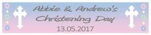 Blue Pink White Cross Christening Banner