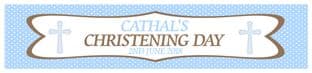 Blue Polka Dot Christening Banner