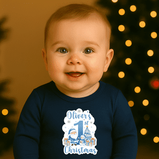 Blue Santa 1st Christmas Christmas Pyjamas Transfer