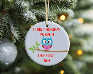 Blue Teacher Acrylic Christmas Ornament Decoration