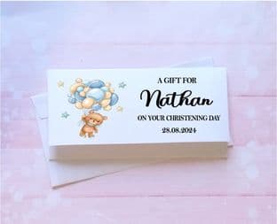 Blue Teddy Balloons Christening Gift Wallet