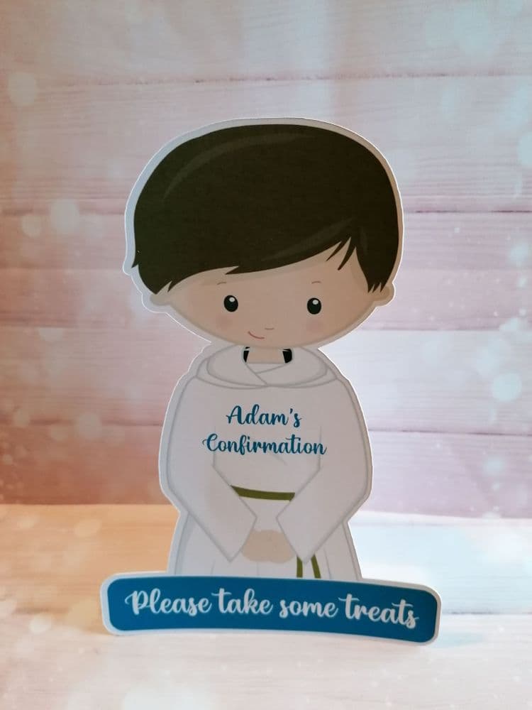 Boy Confirmation Robe Standing Table Sign