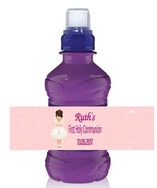 Brown Hair Girl Communion Bottle Label Wrapper