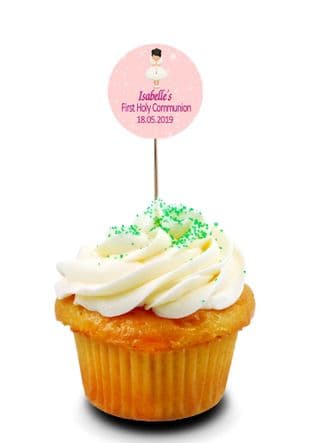 Brown Hair Girl Communion Cupcake Picks/Toppers