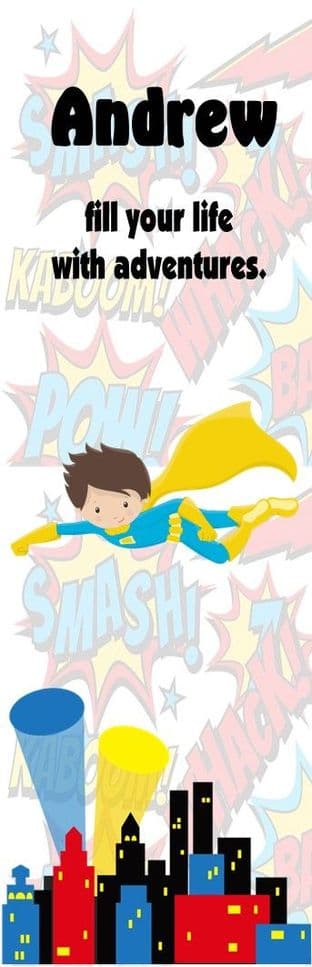Brown Hair Superhero Boy Bookmark