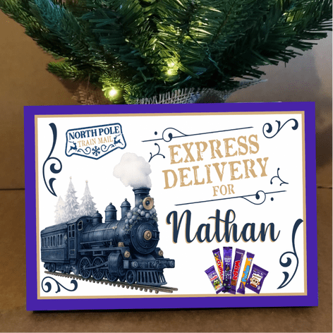 Cadbury Small Selection Box Label - Blue Train