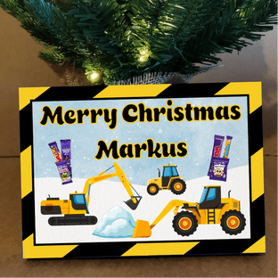 Cadbury Small Selection Box Label - Digger Tractor Theme