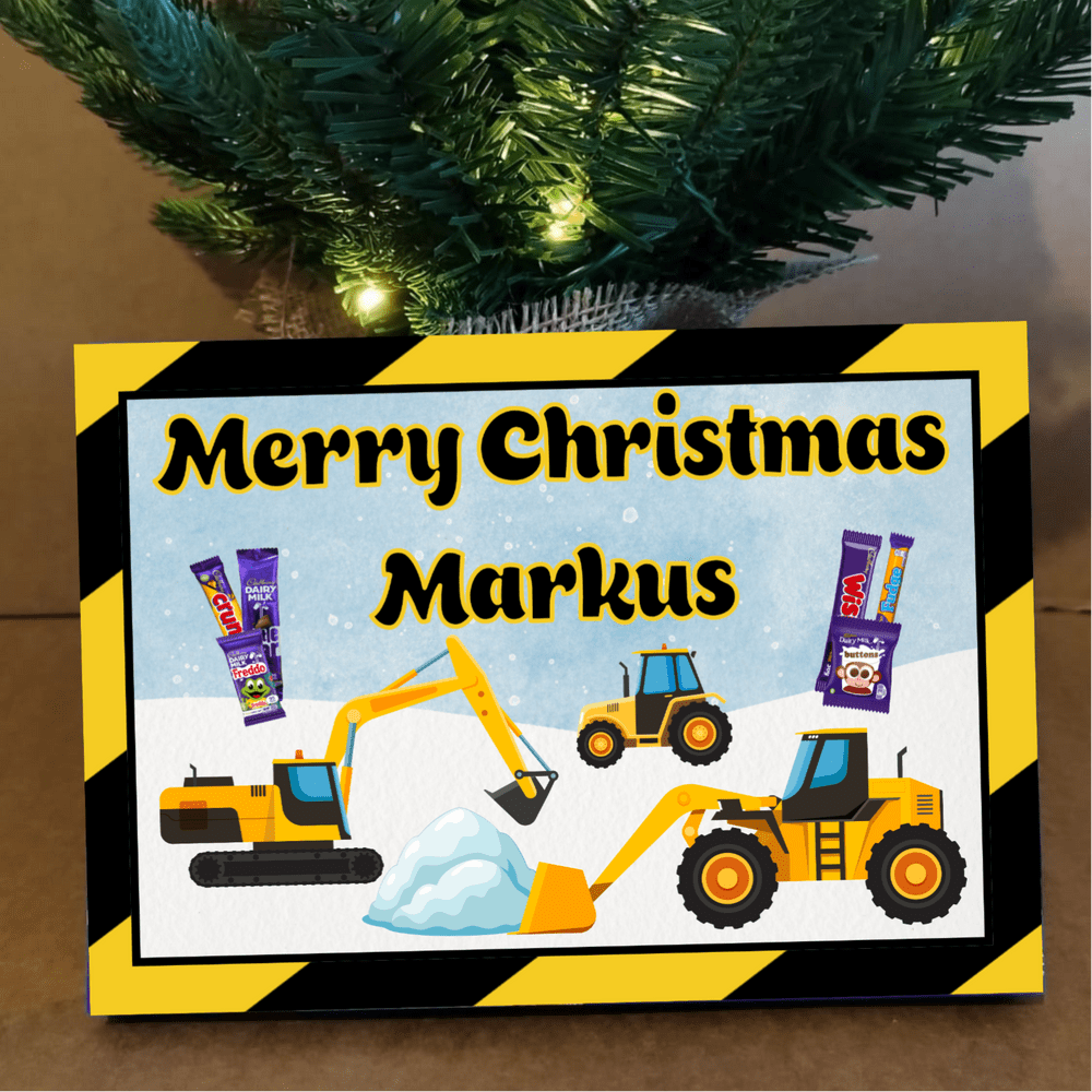 Label Digge Cadbury Small Selection Box Label - Digger Tractor Theme