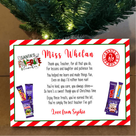 Cadbury Small Selection Box Label - Teacher 1