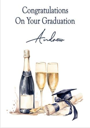 Champagne & Glasses Graduation Card
