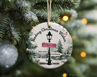 Christmas Across the Miles Distance Ornament with any 2 countries