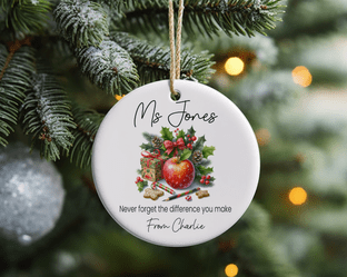 Christmas Apple Teacher Acrylic Christmas Ornament Decoration