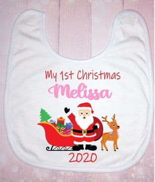 Christmas Bib Santa Pink Name