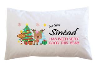 Christmas Eve Pink Reindeer Pillowcase