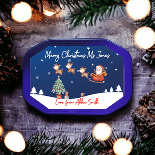 Christmas Flying Santa Biscuit Tin Sticker