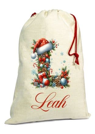 Christmas Inital Letter Santa Gift Sack