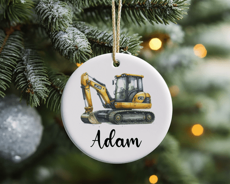 Christmas JCB Digger Christmas Ornament Decoration