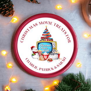 Christmas Movie Night Circle Sweet Tub Sticker