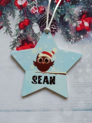 Christmas Owl Star Ornament Decoration