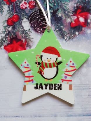 Christmas Penguin Star Ornament Decoration