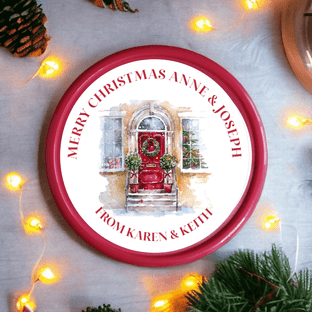 Christmas Red Door Circle Sweet Tub Sticker