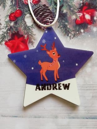 Christmas Reindeer Star Ornament Decoration
