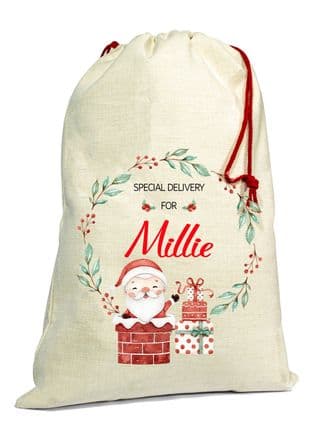 Christmas Santa Wreath Gift Sack