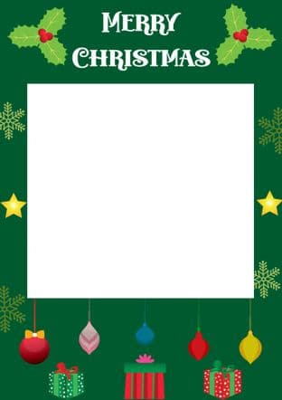 Christmas Selfie Frame Green with Baubles