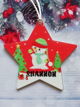 Christmas Snowman Star Ornament Decoration