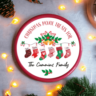 Christmas Stockings Circle Sweet Tub Sticker