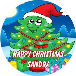 Christmas Tree with Santa Hat Stickers