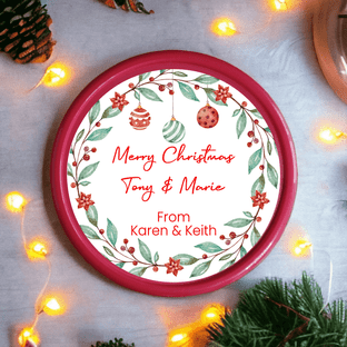Christmas Wreath Circle Sweet Tub Sticker