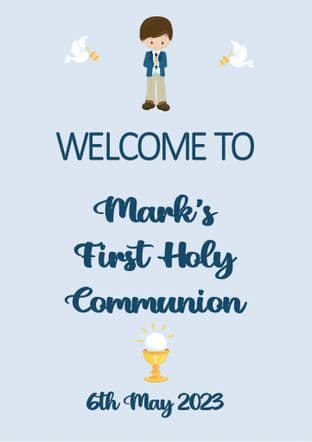 Commuion Boy Welcome Sign