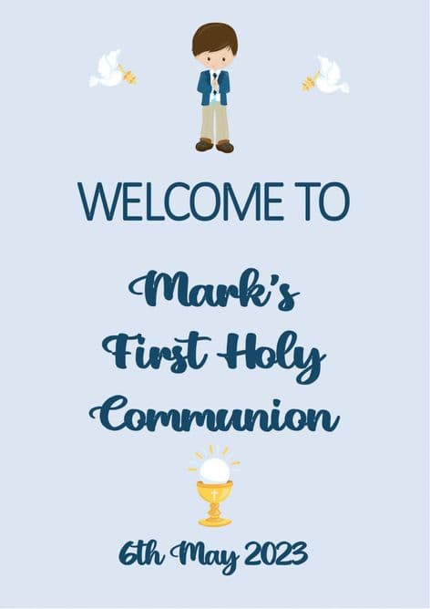 Commuion Boy Welcome Sign