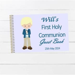 Communion Boy Wire Bound Guest Book