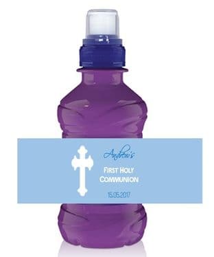 Cross Blue Boy Communion Bottle Label Wrapper
