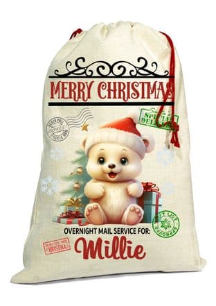 Cute Bear Christmas Santa Gift Sack