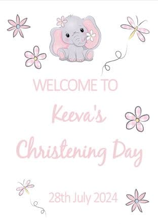 Cute Pink Elephant Any Occasion Welcome Sign