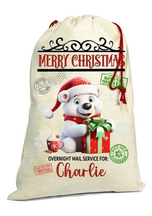 Cute Polar Bear Christmas Santa Gift Sack