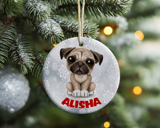 Cute Pug Acrylic Christmas Ornament Decoration