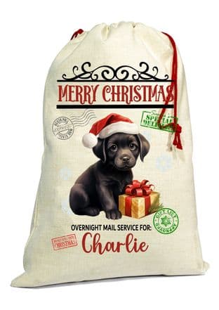 Cute Puppy Christmas Santa Gift Sack