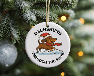 Dachshund Through the Snow Christmas Ornament