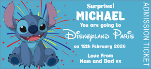 Disneyland Paris Surprise Holiday Ticket Blue Stitch