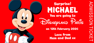 Disneyland Paris Surprise Holiday Ticket Red Mickey