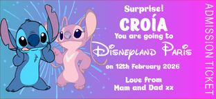 Disneyland Paris Surprise Holiday Ticket Stitch & Angel