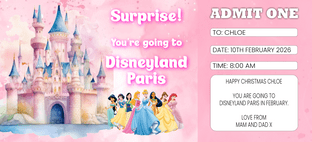 Disneyland Paris Themed Surprise Holiday Ticket Pink Castle